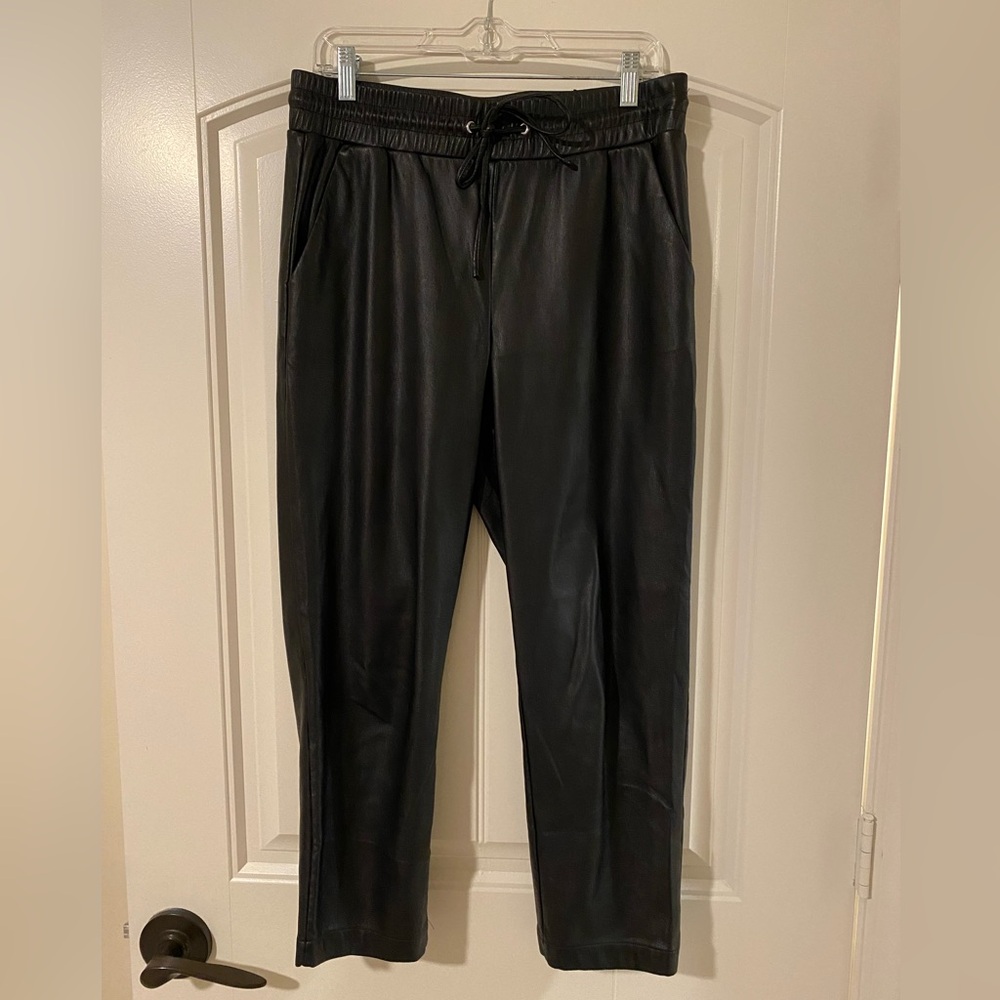 Loft Faux Leather Jogger Pants, Black, Size M